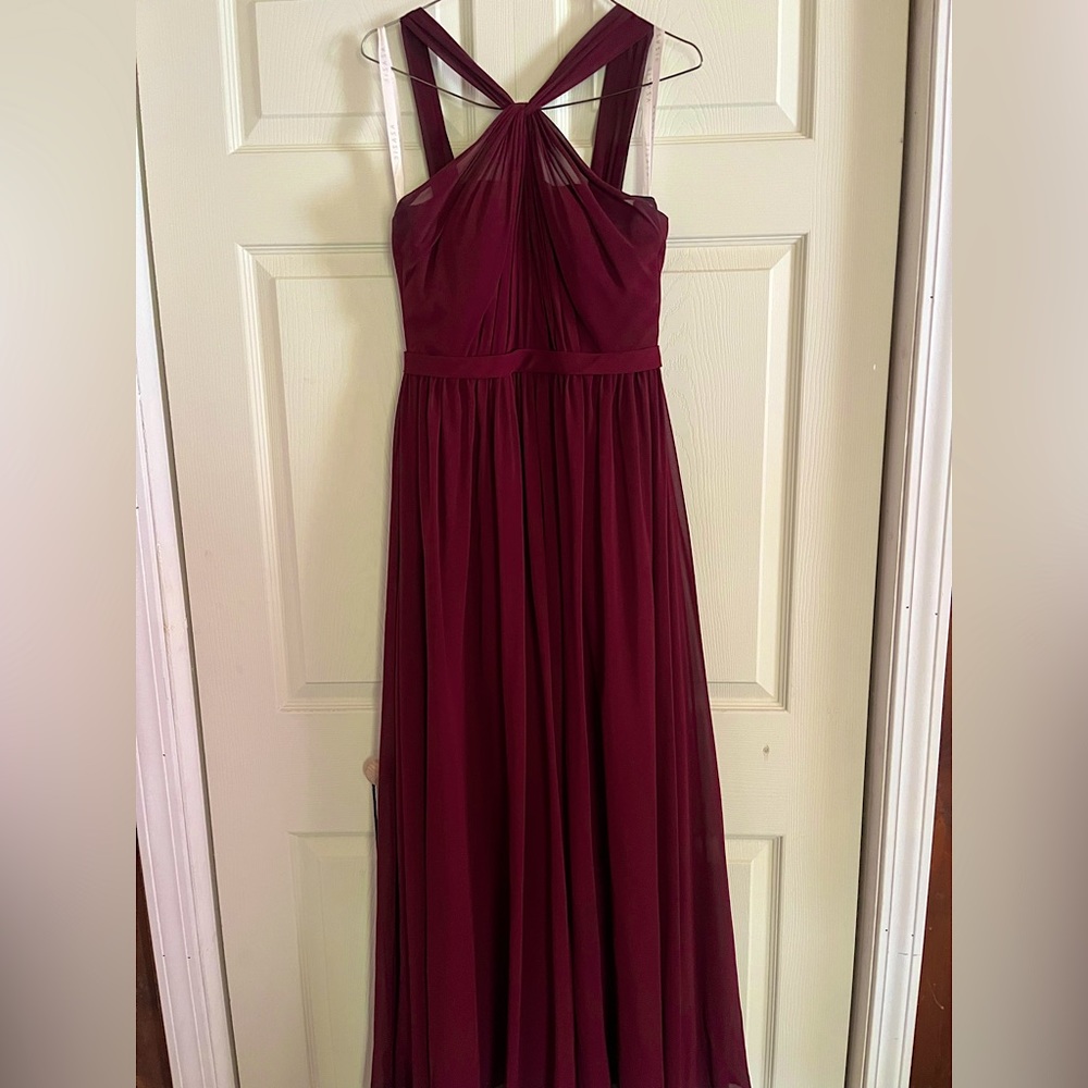Azazie Jacey bridesmaid dress in Cabernet. Size A4.